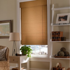 4-Natural Woven Wood Shades, golden oak